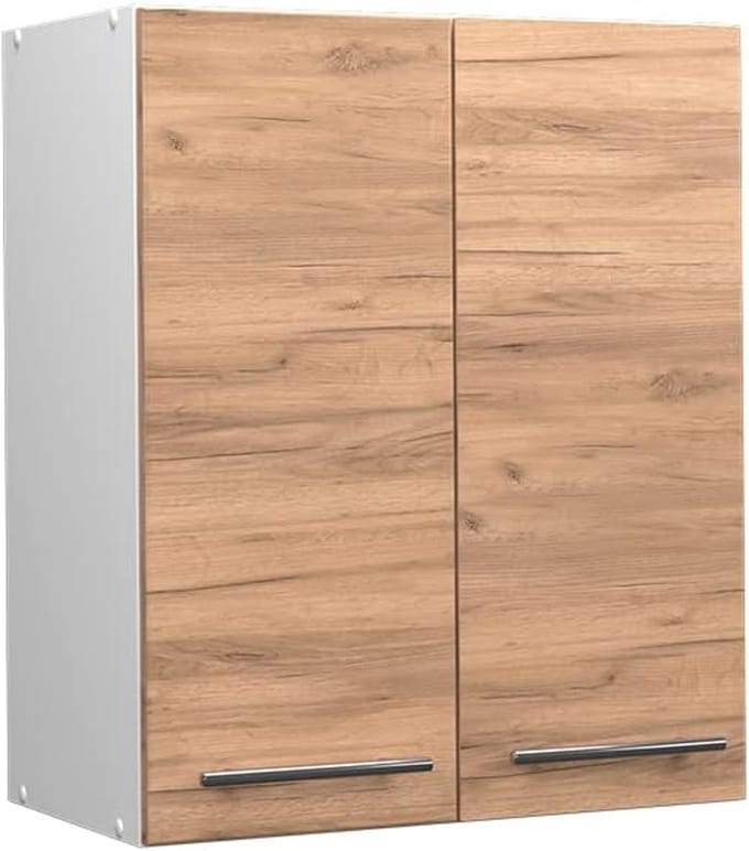 Moderne Keukenkast Hangkast 60 cm Hoogglans Wit en Goldkraft
