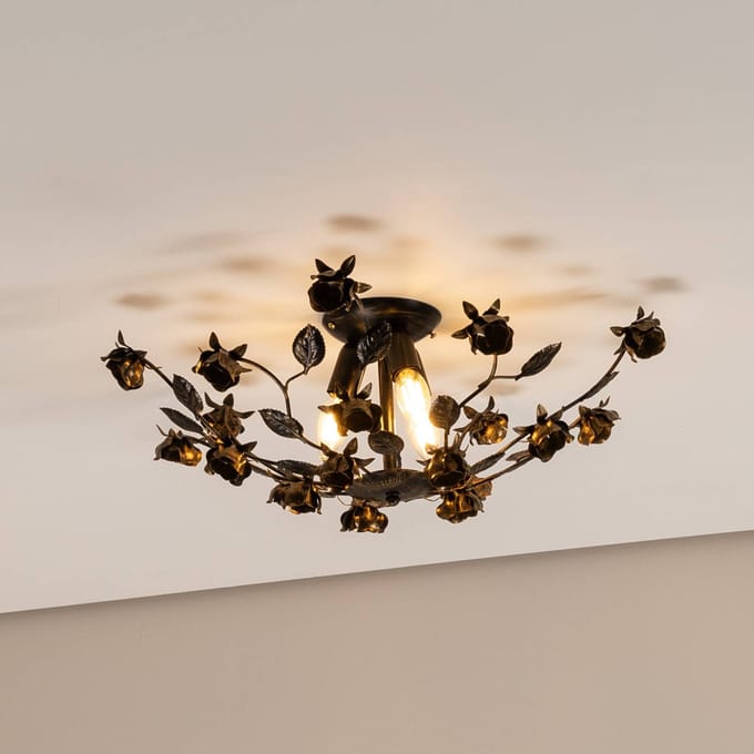 ONLI Carolina plafondlamp, bronskleurig, 3-lamps, ijzer