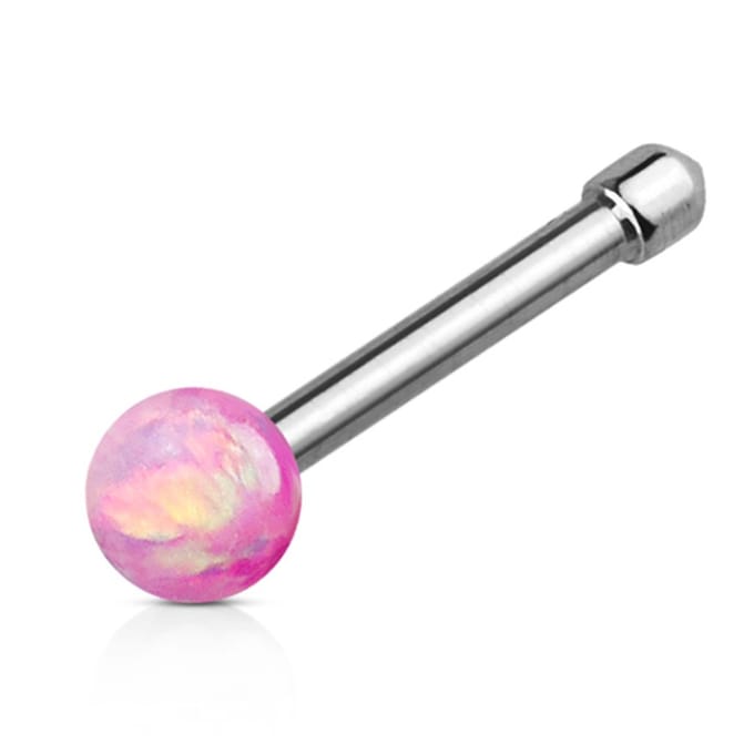 Neuspiercing rechte stud 0.8x6x2 - opal roze - LMPiercings
