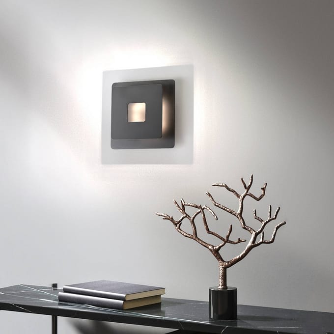 FISCHER & HONSEL LED wandlamp Hennes, breedte 18 cm, zwart