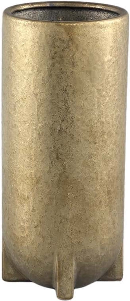 PTMD Mardix Ronde Bloempot - H30 x Ø14 cm - Keramiek - Goud