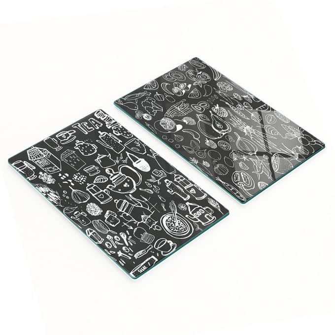 Multifunctionele decoratieve glazen borden met voedselprint 2x30x52 cm