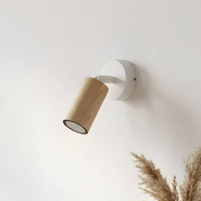 Luminex Wandspot Nisse, wit, diepte 18 cm, 1-lamp, hout/metaal