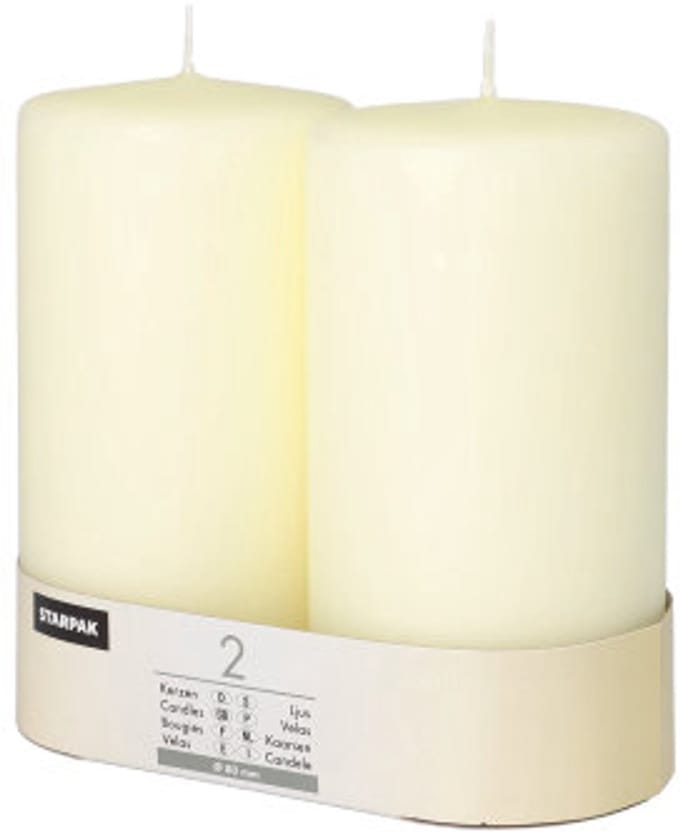 6x 2 Stompkaarsen Ø 80 mm · 150 mm ivoor Ivory