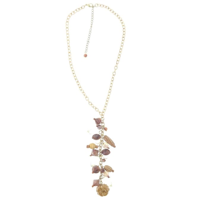 Behave Dames Ketting - Hanger Met Bruine Kralen, 41 cm