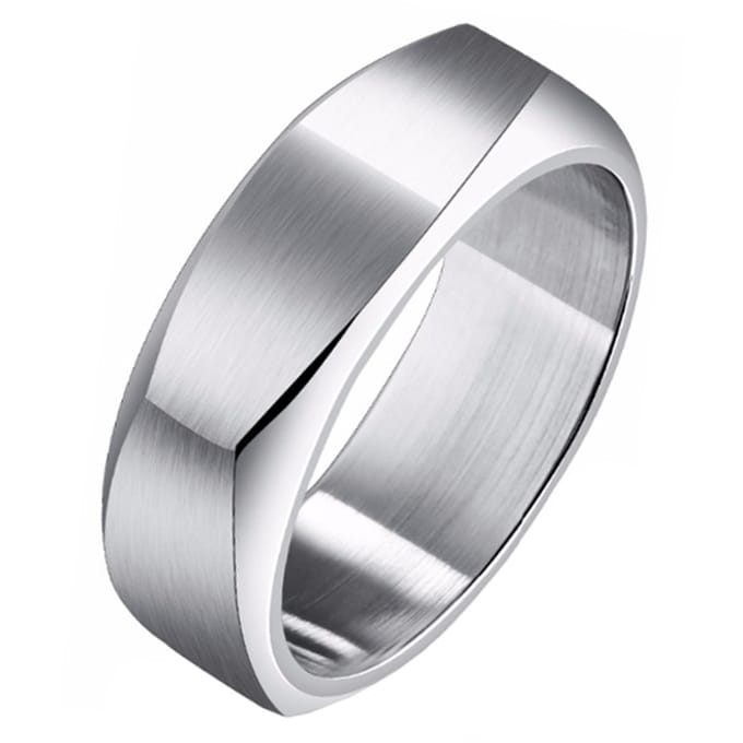 Zilverkleurige Mendes heren ring gepolijst Staal-20mm