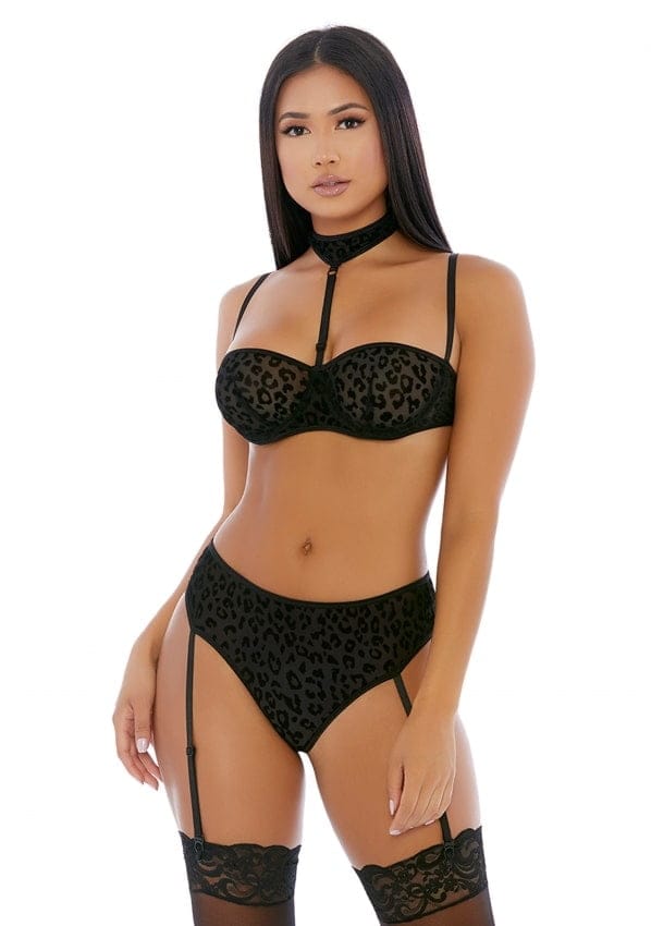 Forplay - Op de Prowl Choker Lingerie Set - Zwart