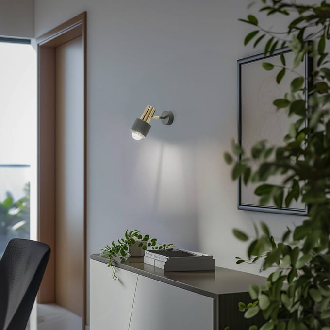 Euluna Wandspot Destin, 1-lamp groen/messing