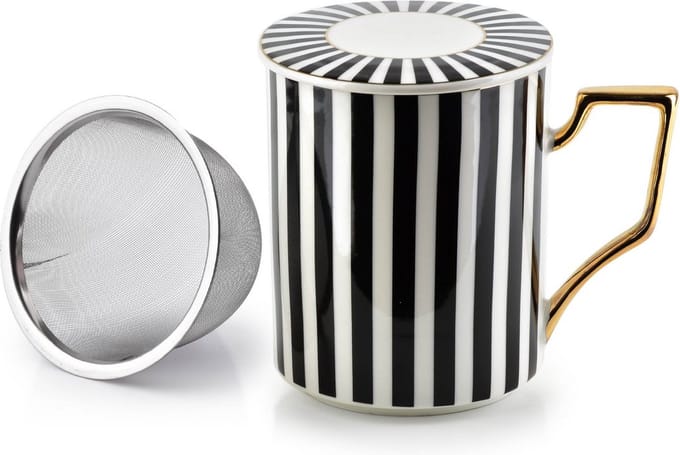 Affekdesign - Mok Cristie stripes met deksel en rvs zetgroep/infuser - 400ml