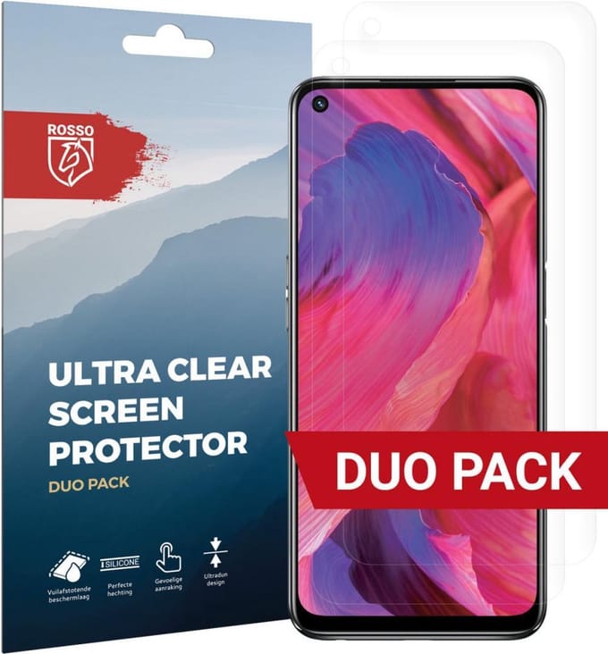 Rosso Screen Protector Ultra Clear Duo Pack Geschikt voor Oppo A74 5G / A54 5G | TPU Folie | Case Friendly | 2 Stuks