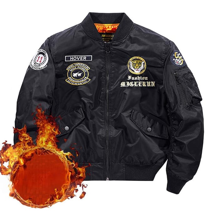 Veste de vol brodée en coton épais de Tough Guy American Clothing M black