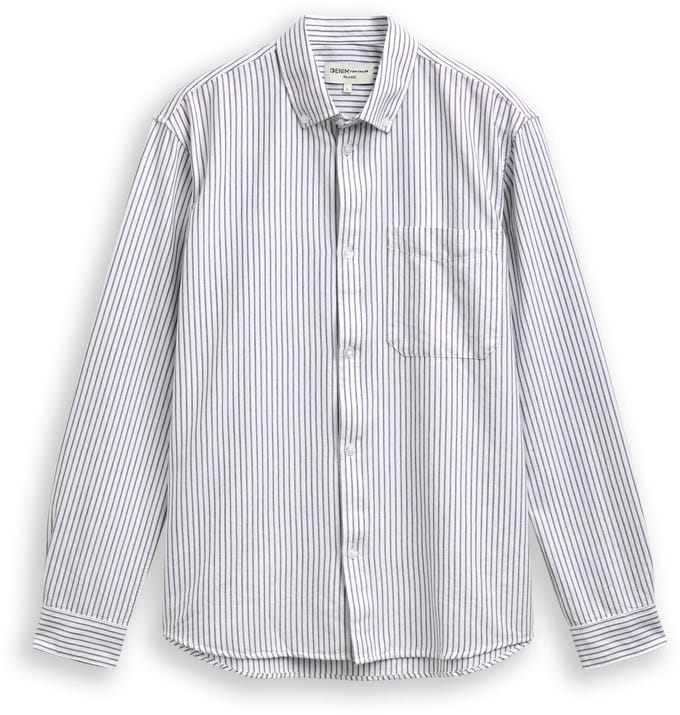 Tom Tailor Denim - Overhemd van katoen met relaxte pasvorm - Maat M - white olive stripe