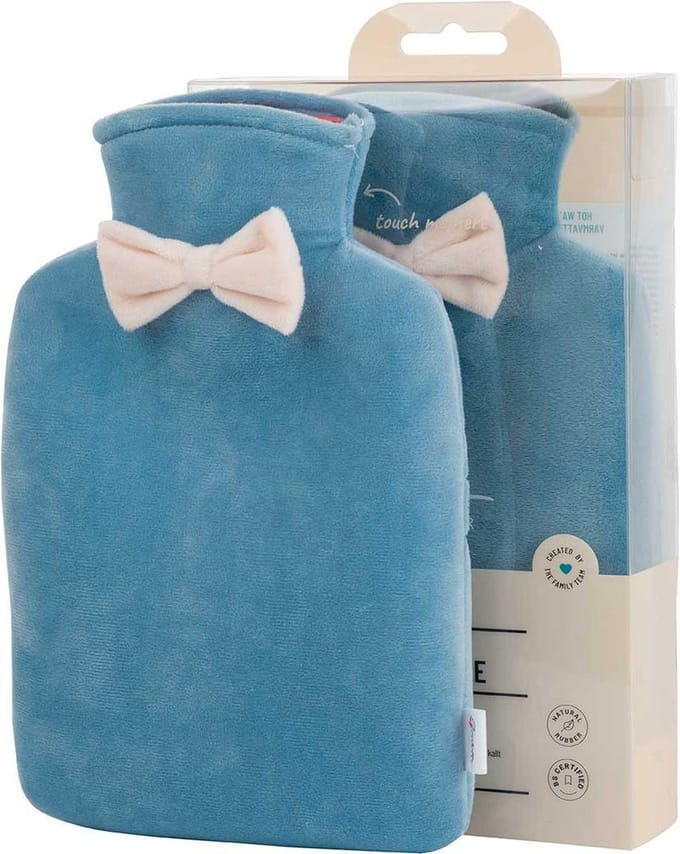 WARMWATERKRUIK MET FLUWELEN HOES - 1L - STAALBLAUW