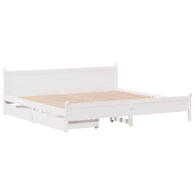 vidaXL - Bedframe - zonder - matras - massief - grenenhout - wit - 180x200 - cm