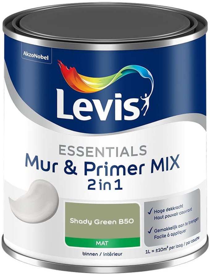 Levis - Essentials Mur & Primer Mix - Shady Green B50 - Mengverf - 1 L