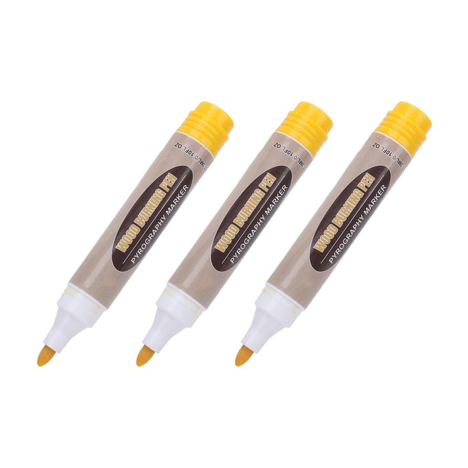 3 Pièces 3ml Stylo Marqueur Scorch Multi-Usage Stylo pour Brûler le Bois pour Artisanat Art Dessin Design yellow