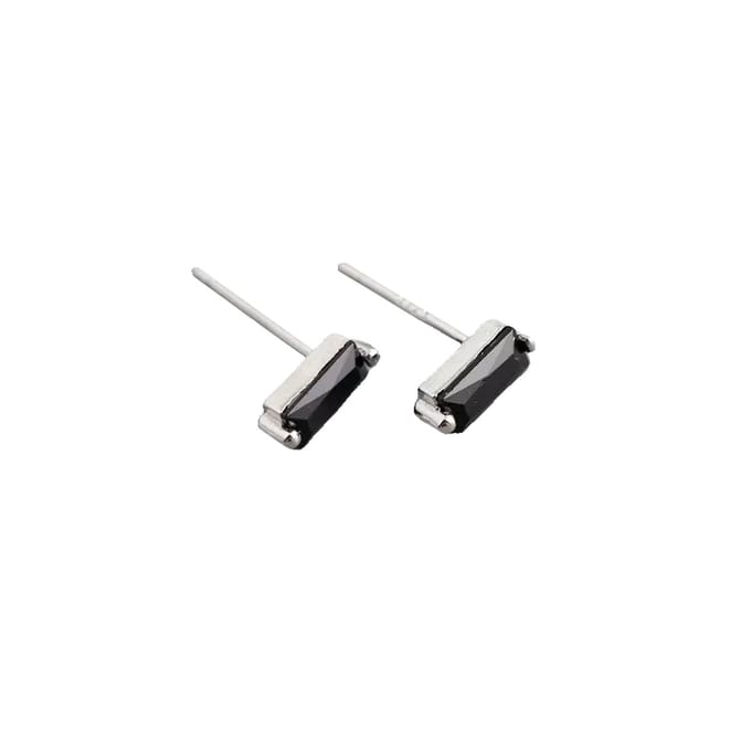 YOLA Stud Oorbellen | Zwart/Zilver | 7,8 x 3 mm | 925 Silver