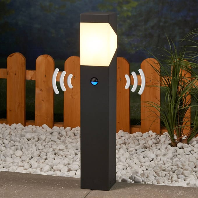 Lucande - Sokkellampen - 1licht - Aluminium, polycarbonaat - H: 60 cm - E27 - grafietgrijs, opaalwit