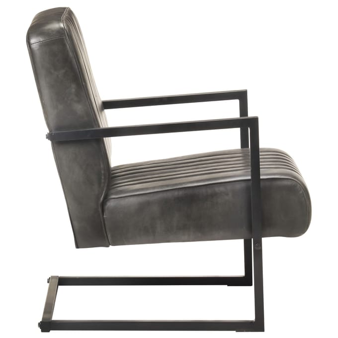 vidaXL - Fauteuil - echt - leer - verweerd - grijs