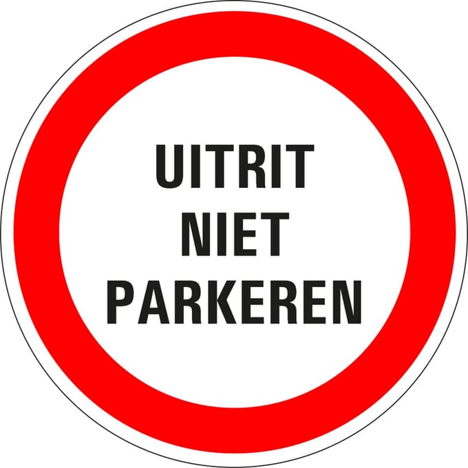 Niet parkeren uitrit sticker 50 mm - 10 stuks per kaart