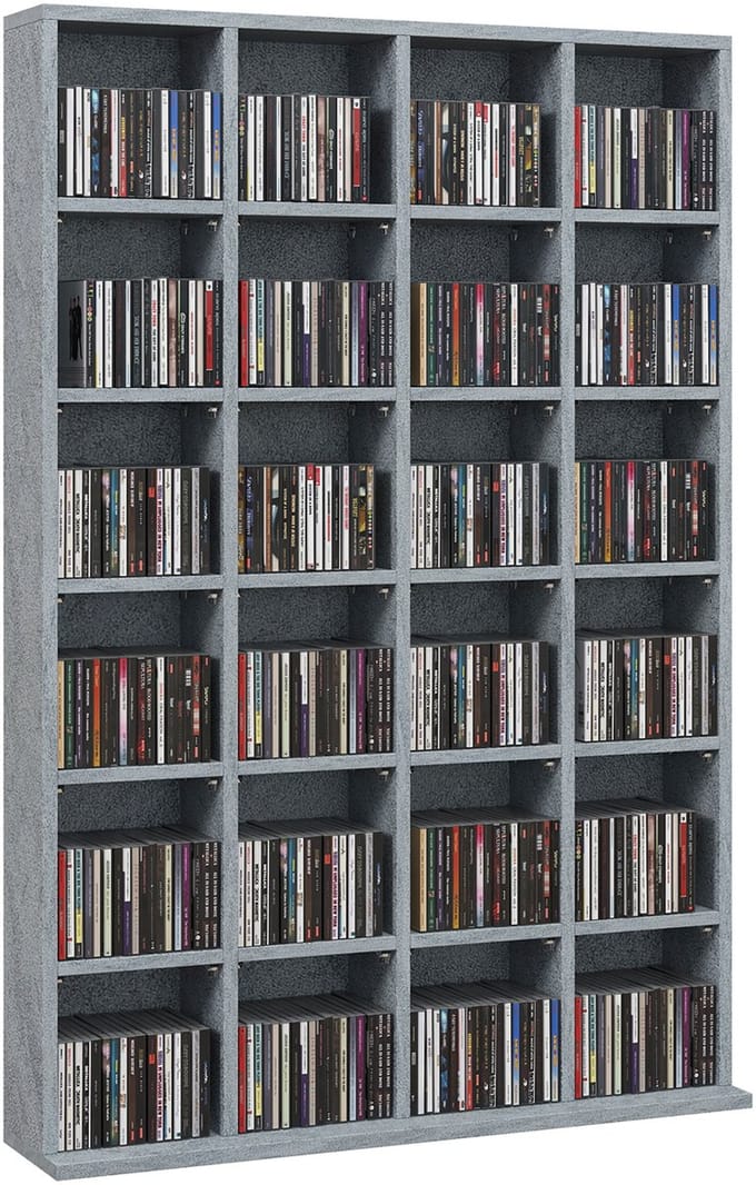 HOMCOM-CD-opbergmeubel - Spaanplaat - 89x20x130,5cm - Grijs