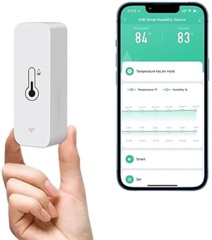 Tuya WiFi Thermometer Hygrometer - Mini Temperatuursensor Voor Binnen Met Alexa En Google Home Integratie (2-Pack)