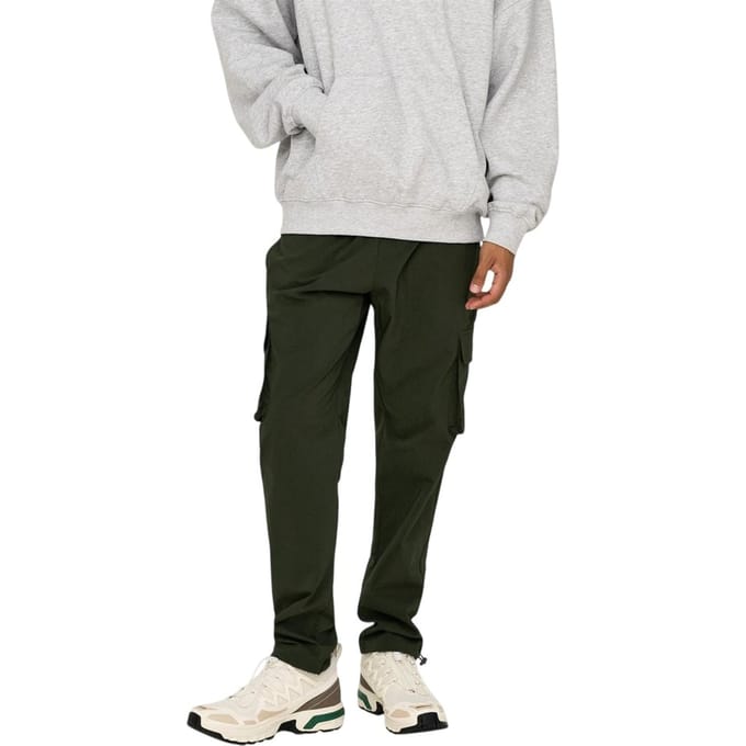 Only Heren Cargo Broek met Koord Taille (Olijf)