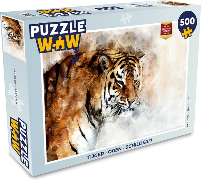 Puzzel Tijger - Ogen - Schilderij - Legpuzzel - Puzzel 500 stukjes