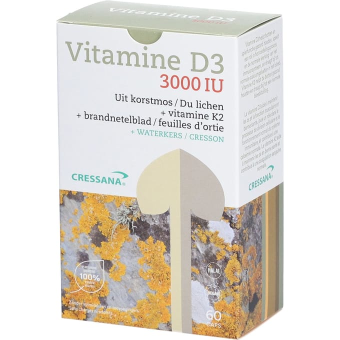 Cressana Vitamine D3 3000 IU + K2 60 Capsules