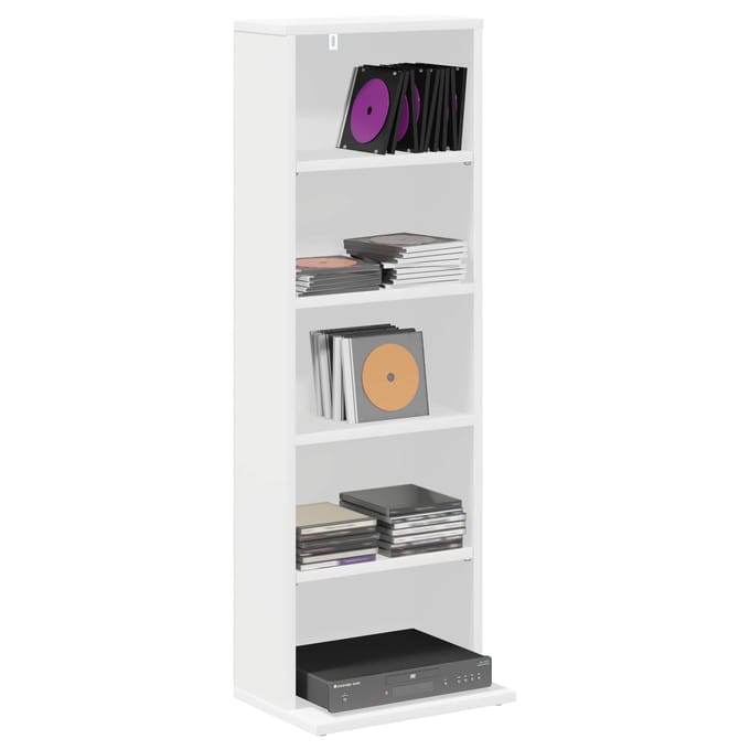 vidaXL - CD - Kast - Wit - 33 - x - 23,5 - x - 97,5 - cm - Bewerkt - hout