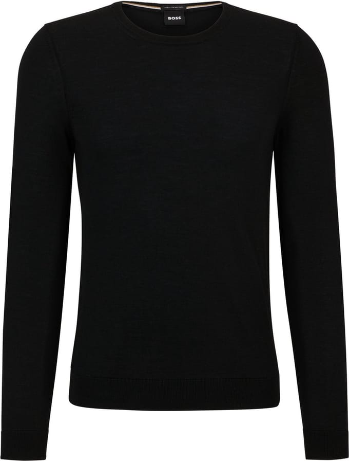 Boss Black trui wol zwart Leno normale fit