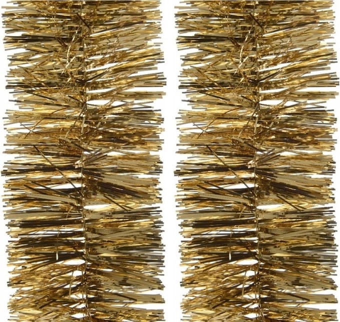 Decoris Kerstslinger - 4x - guirlande - goud - glanzend lametta - 270 cm