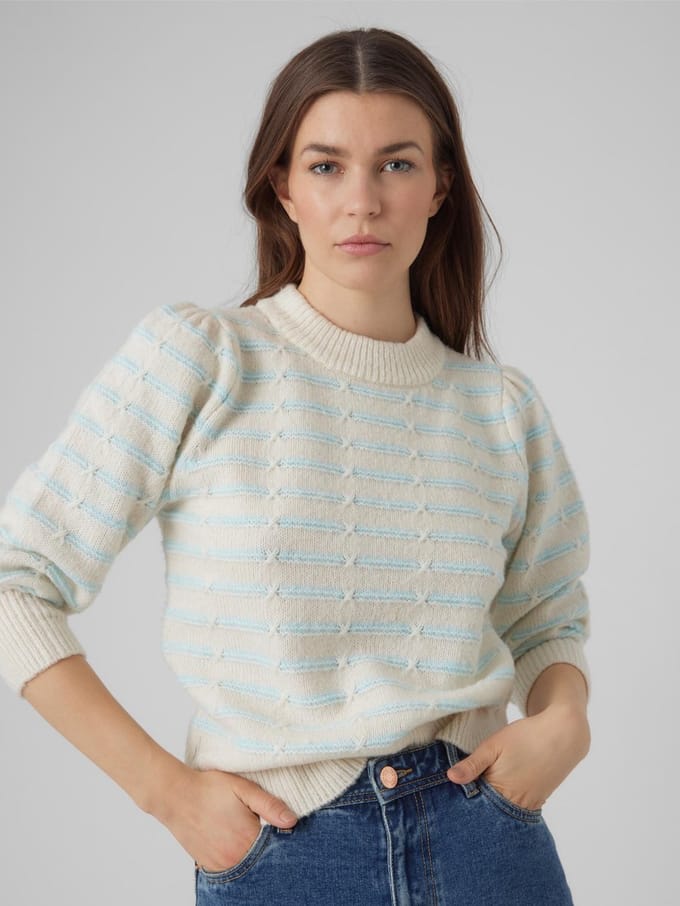Vero Moda VmLeonor 3/4 O-Neck Pullover Birch WIT XS
