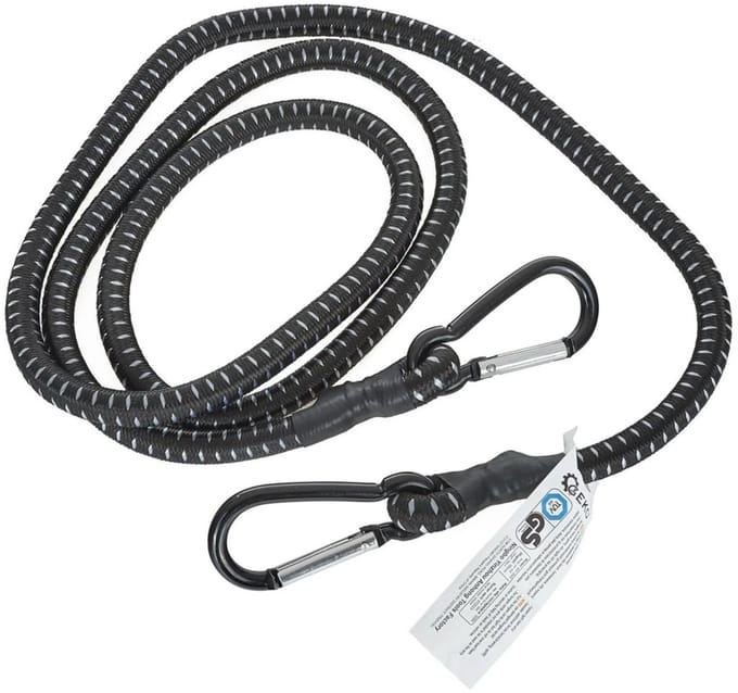 GEKO Elastisch koord met karabijnhaken - 10mm - 150cm - zwart