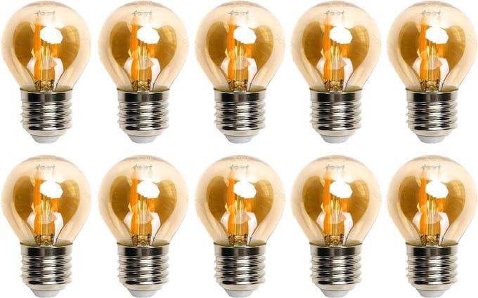Kogellamp E27 10 stuks | 6W=50W warmwit | 2200K - amber glas