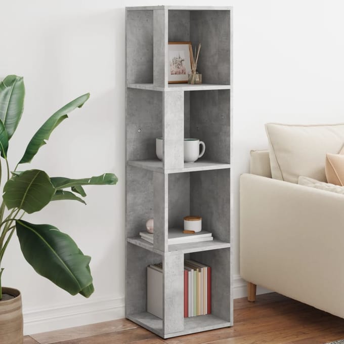 vidaXL - Hoekkast - 33x33x132 - cm - bewerkt - hout - betongrijs