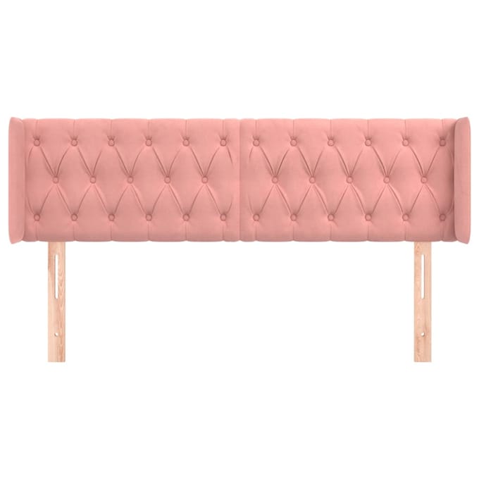 vidaXL - Hoofdbord - met - randen - 163x16x78/88 - cm - fluweel - roze