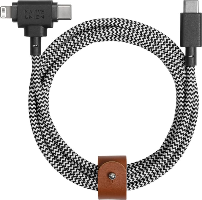 Native Union Belt Cable Duo - Zebra - USB-C naar Lighting - 3M - 60W