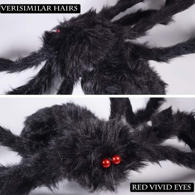 Araignée géante de 200 cm pour Halloween, décorations, accessoires, simulation réglable, suspension pour Halloween noir