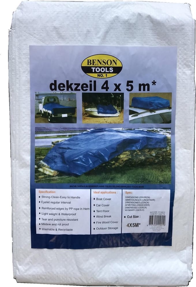 Benson Bouwzeil - Dekzeil - Wit - 4 x 5 meter - Wasbaar en Recyclebaar