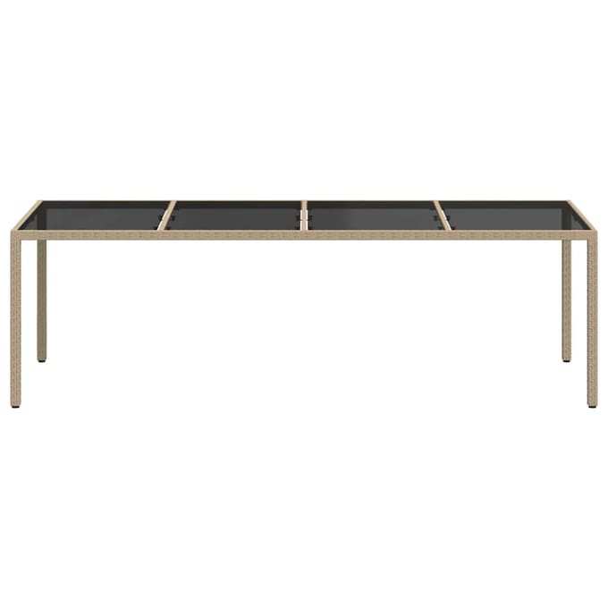 vidaXL - Tuintafel - 250x100x75 - cm - gehard - glas - en - poly - rattan - beige