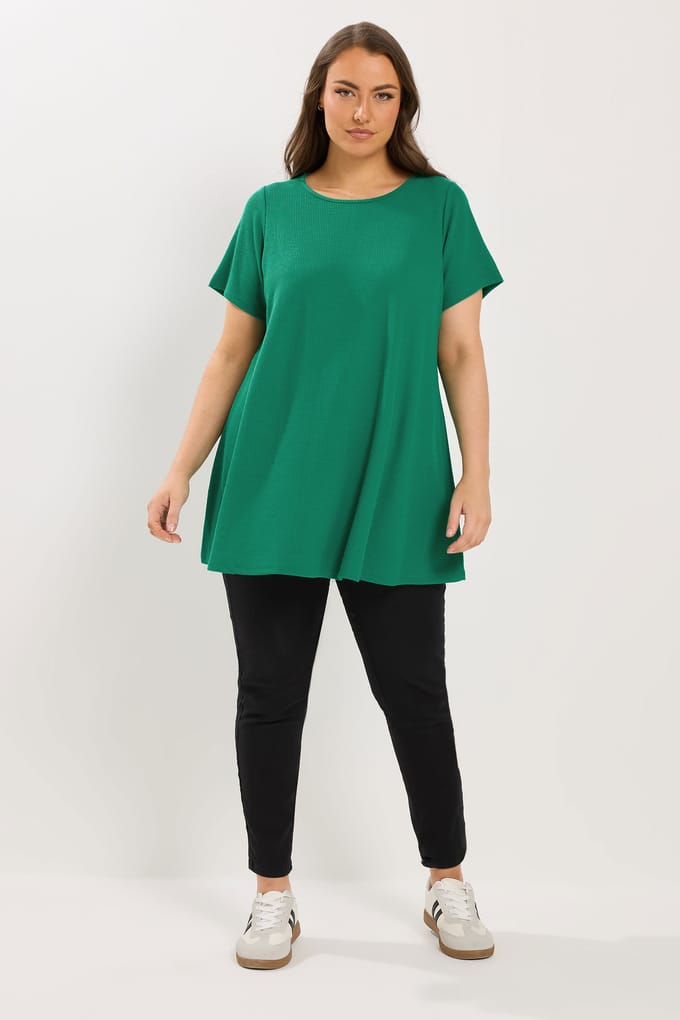 Yours Felgroene Geribbelde Swing Top Size 44