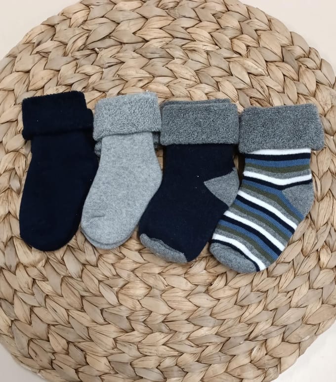 iN ControL 4pack TERRY babysokjes navy/grey