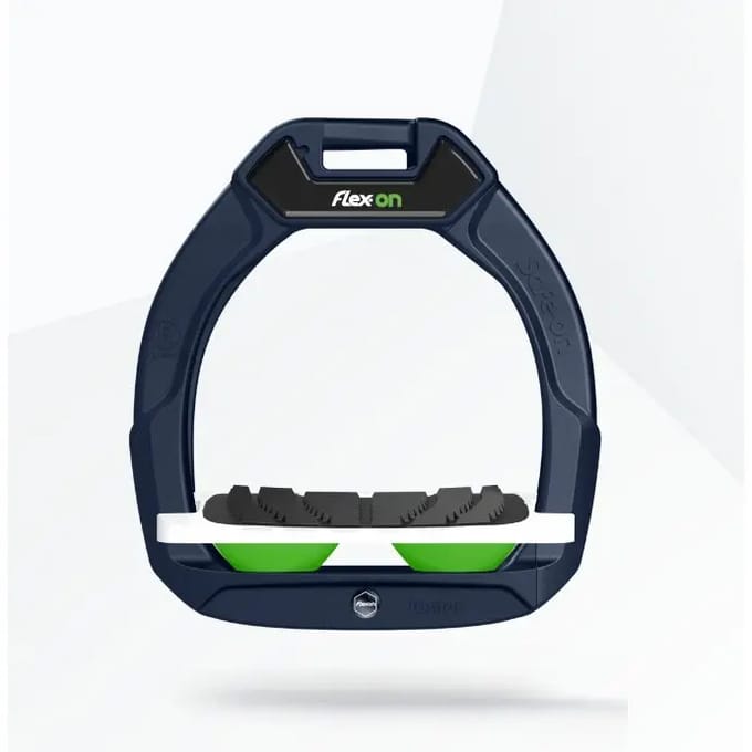 Veiligheidsstijgbeugels Ruiterhoek Grip Marine/Wit/Groen kind Flex-On Safe-On