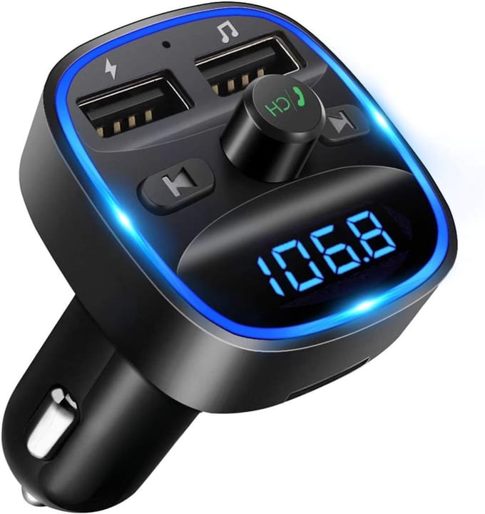 QIN® Bluetooth Receiver - FM Transmitter - FM Transmitter Bluetooth - FM-transmitters - Zwart - 5cm x 5cm x 8cm