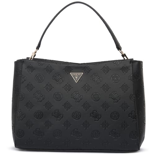 GUESS handtas schoudertas Tisha Girlfriend Satchel Black Logo zwart