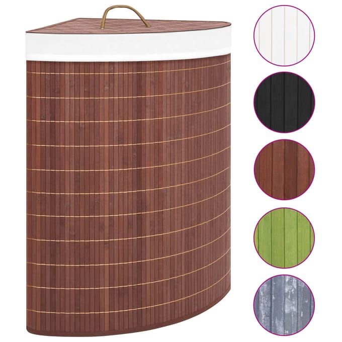 vidaXL - Hoekwasmand - 60 - L - bamboe - bruin