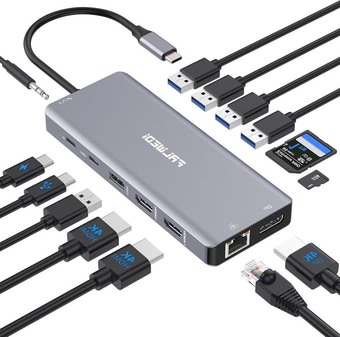 Mini PC - Compacte Computer - Productief Werken - 14 Poorten - 10 x 16 x 1.8 cm - Grijs