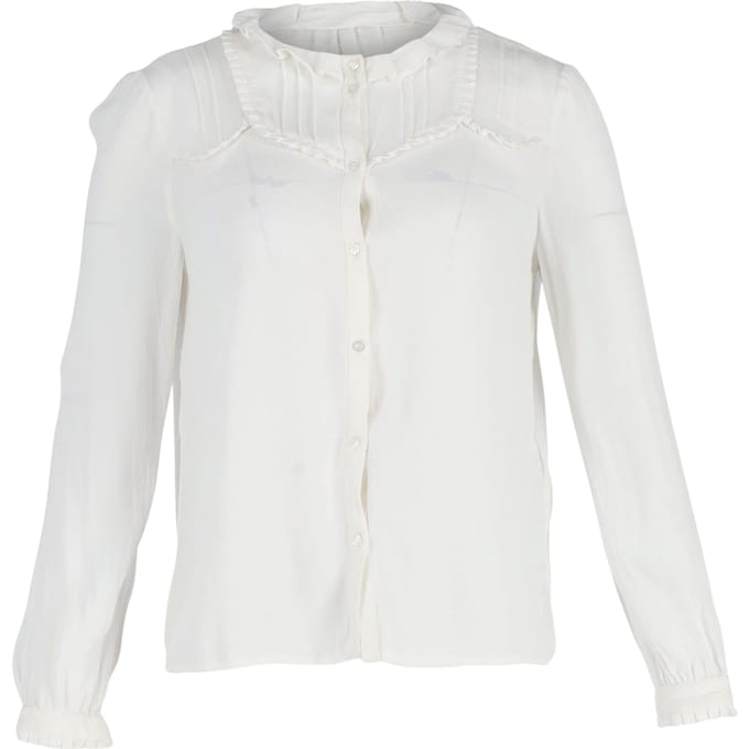 Maje blouse met ruches en knoopjes in witte katoen