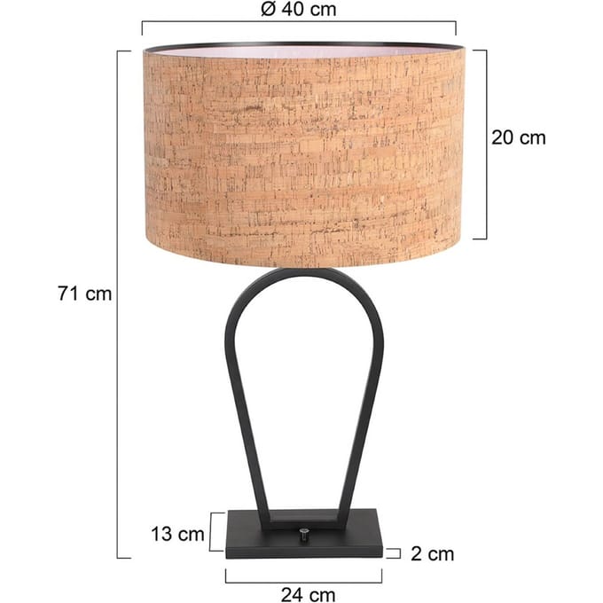 Steinhauer Tafellamp Stang, zwart/bruin, hoogte 71 cm, kurk